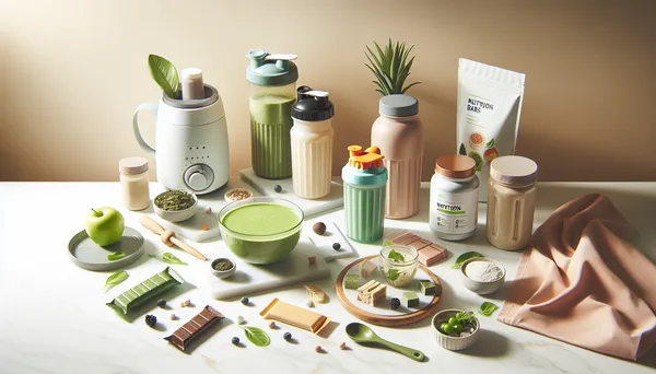 Herbalife products arranged on a table including shakes, teas, and protein bars for online purchase