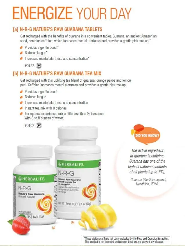35 - Herbalife N-R-G Nature Raw Guarana Tablets, Herbalife N-R-G Nature Raw Guarana Tea Mix