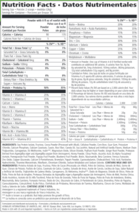 Herbalife Shake Nutrition Facts - Datos Nutrimentales