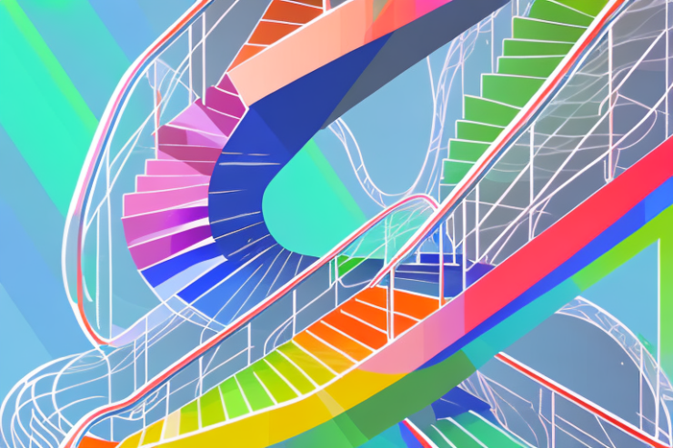 A staircase with colorful steps